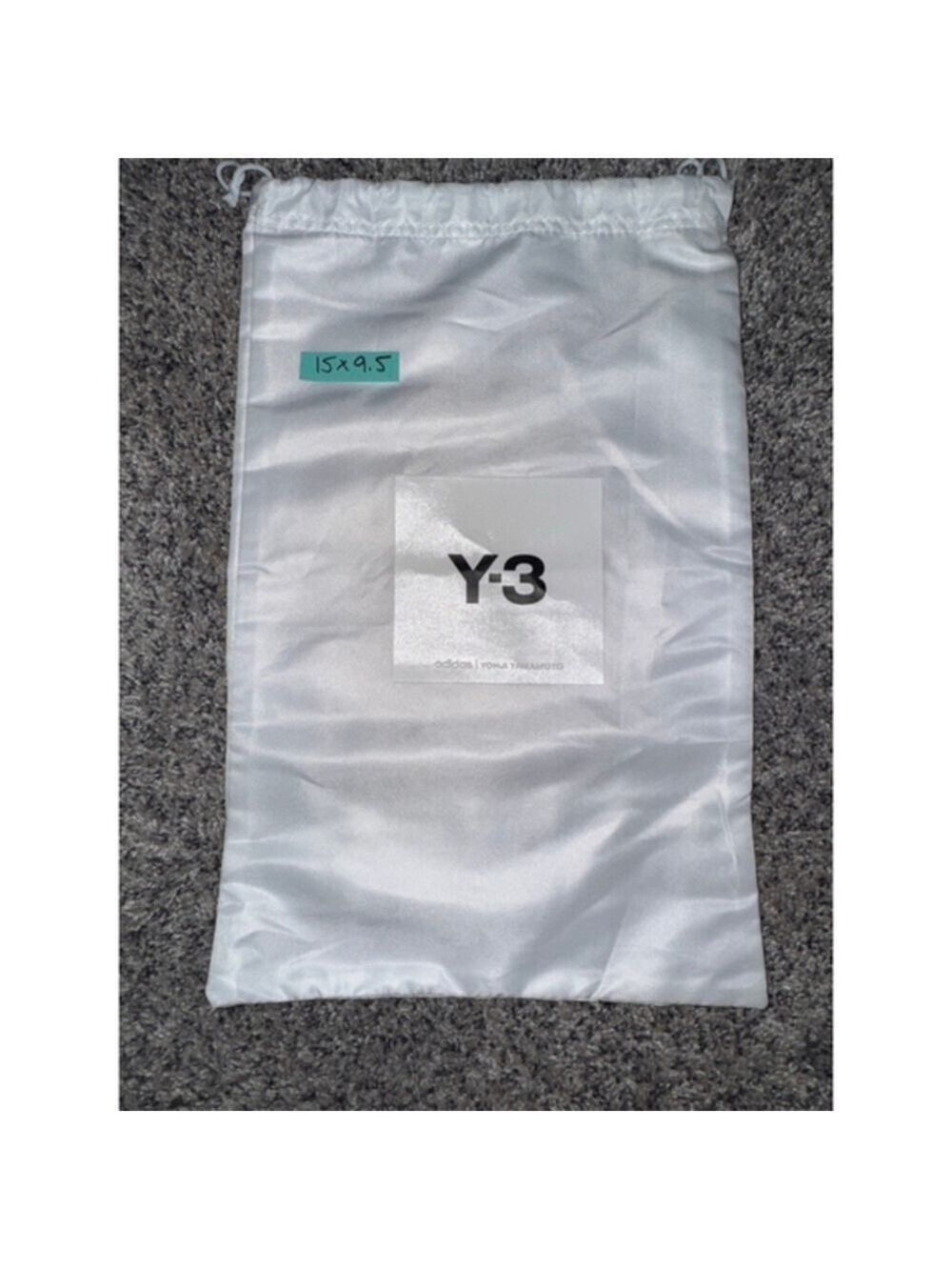 Y-3 Adidas Yohji Yamamoto White Drawstring Dust Bag Shoe Bag 15x9.5